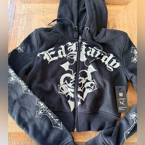 Ed Hardy Black zip up NWT